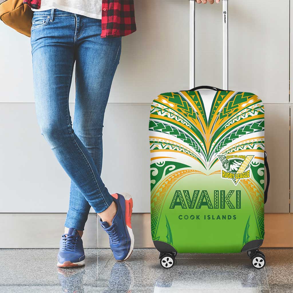 Cook Islands Rugby League Luggage Cover Avaiki Tatau Tribal Motifs White Color - Polynesian Pride