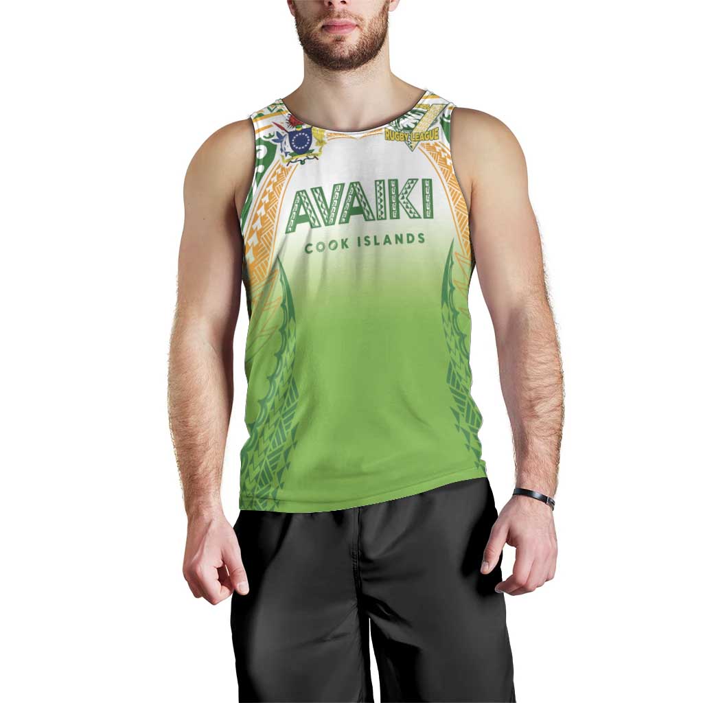 Custom Cook Islands Rugby League Men Tank Top Avaiki Tatau Tribal Motifs White Color - Polynesian Pride