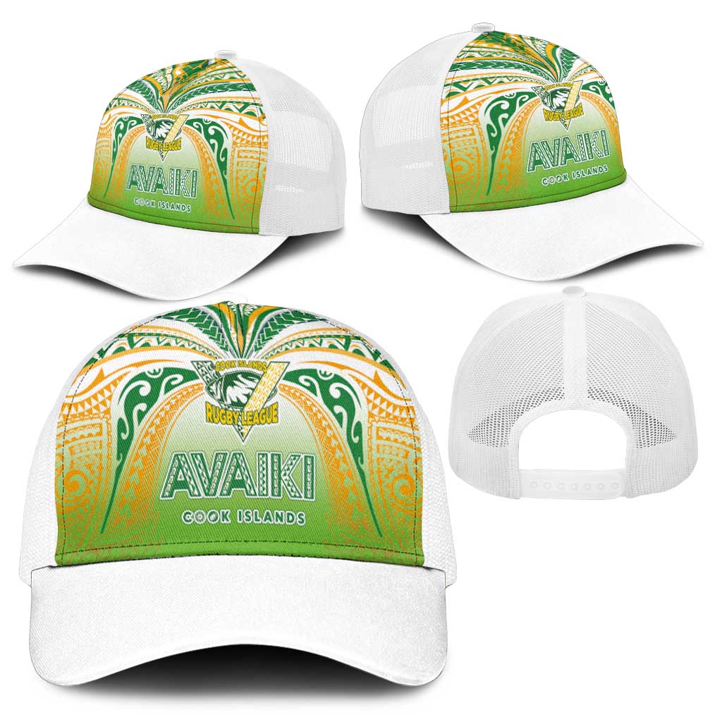 Cook Islands Rugby League Mesh Trucker Cap Avaiki Tatau Tribal Motifs White Color - Polynesian Pride