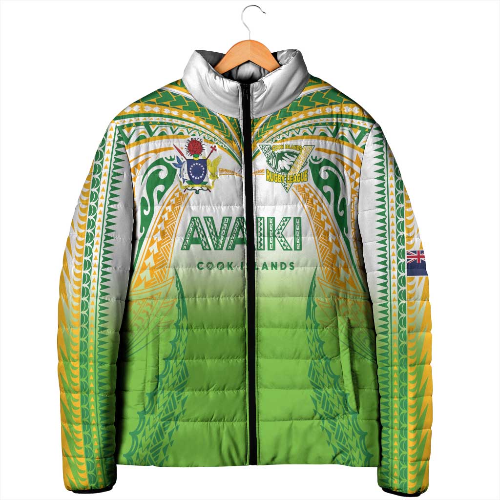 Custom Cook Islands Rugby League Padded Jacket Avaiki Tatau Tribal Motifs White Color - Polynesian Pride