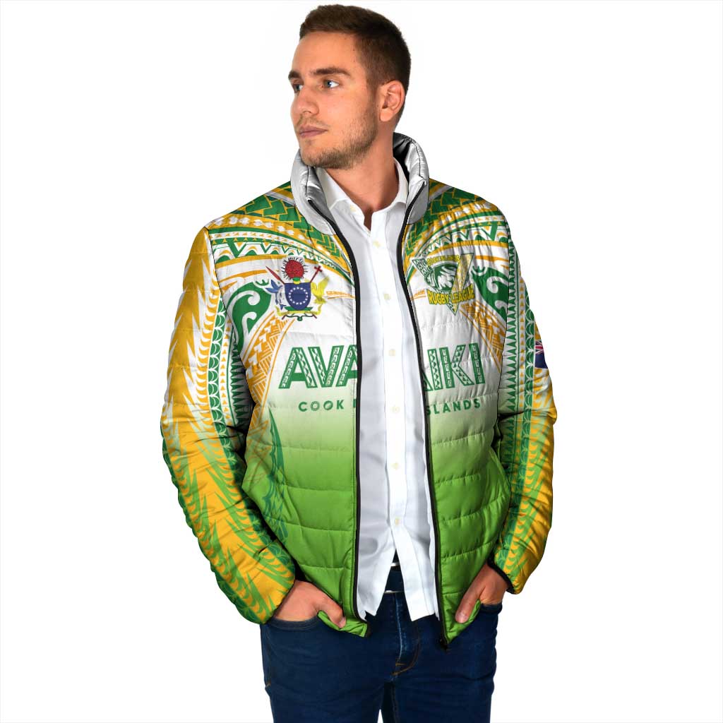 Custom Cook Islands Rugby League Padded Jacket Avaiki Tatau Tribal Motifs White Color - Polynesian Pride
