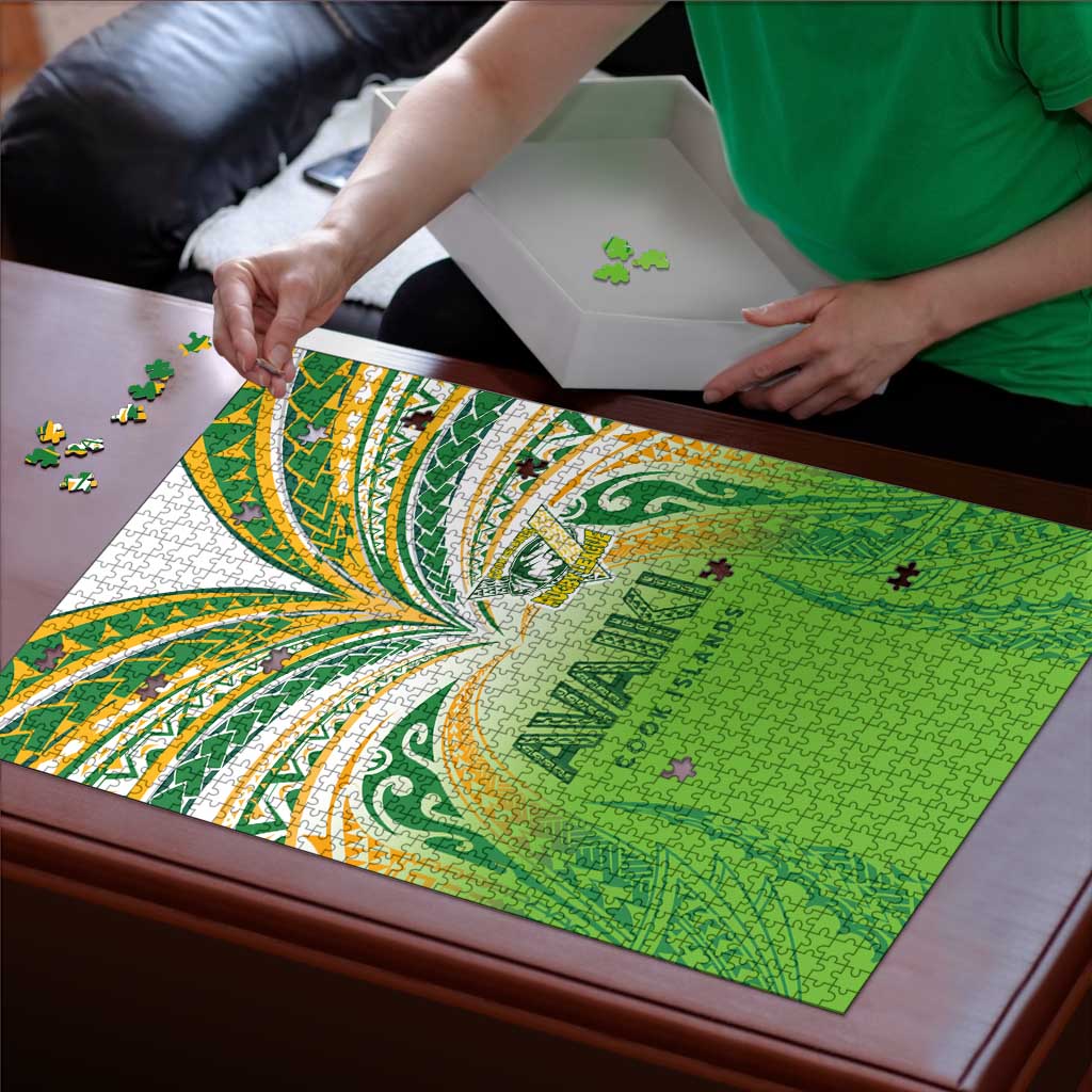 Cook Islands Rugby League Puzzle Avaiki Tatau Tribal Motifs White Color - Polynesian Pride