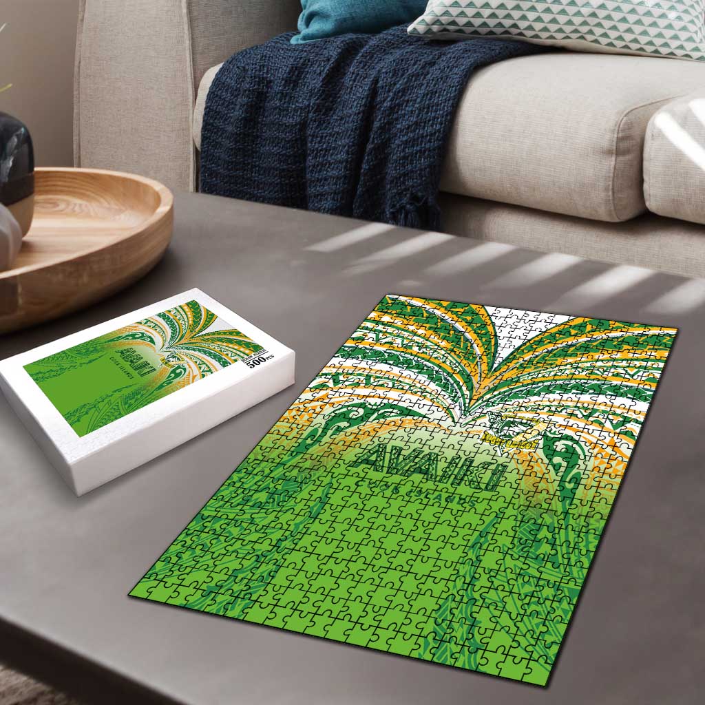 Cook Islands Rugby League Puzzle Avaiki Tatau Tribal Motifs White Color - Polynesian Pride