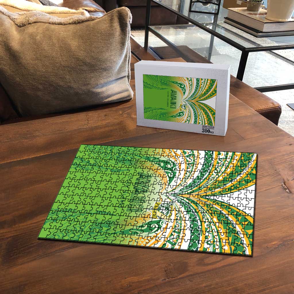 Cook Islands Rugby League Puzzle Avaiki Tatau Tribal Motifs White Color - Polynesian Pride