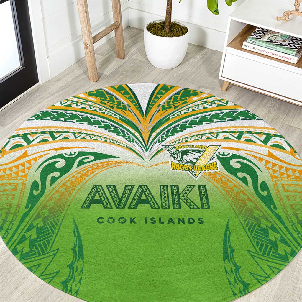 Cook Islands Rugby League Round Carpet Avaiki Tatau Tribal Motifs White Color - Polynesian Pride
