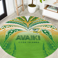 Cook Islands Rugby League Round Carpet Avaiki Tatau Tribal Motifs White Color - Polynesian Pride