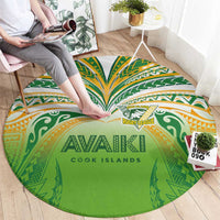 Cook Islands Rugby League Round Carpet Avaiki Tatau Tribal Motifs White Color - Polynesian Pride