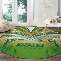 Cook Islands Rugby League Round Carpet Avaiki Tatau Tribal Motifs White Color - Polynesian Pride