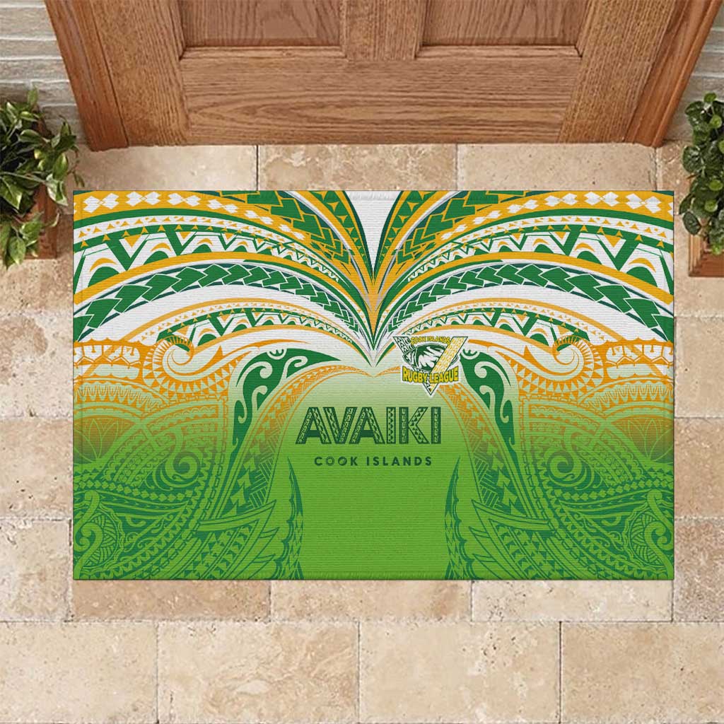 Cook Islands Rugby League Rubber Doormat Avaiki Tatau Tribal Motifs White Color - Polynesian Pride