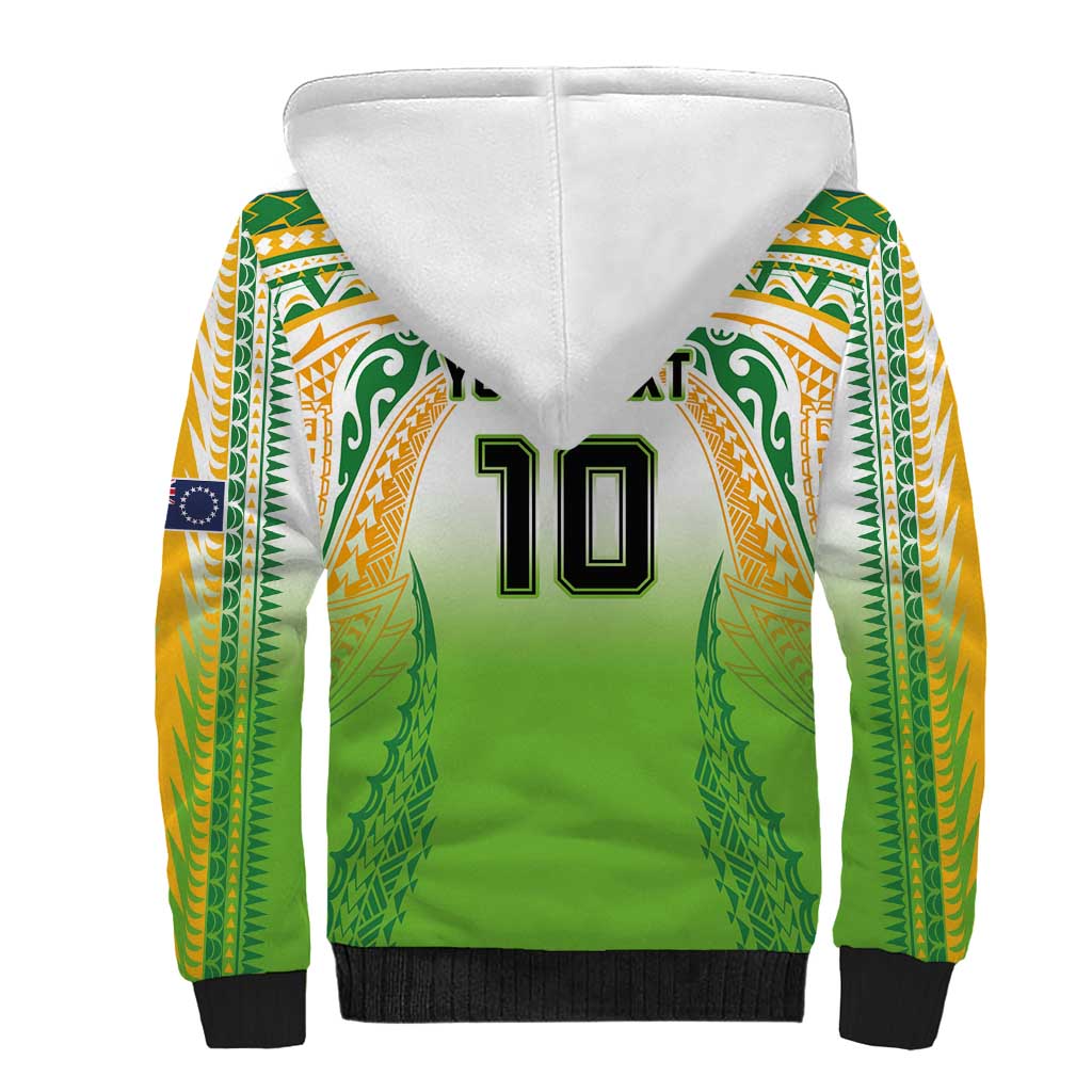 Custom Cook Islands Rugby League Sherpa Hoodie Avaiki Tatau Tribal Motifs White Color - Polynesian Pride