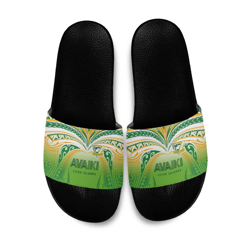 Cook Islands Rugby League Slide Sandals Avaiki Tatau Tribal Motifs White Color - Polynesian Pride