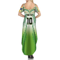 Custom Cook Islands Rugby League Summer Maxi Dress Avaiki Tatau Tribal Motifs White Color - Polynesian Pride
