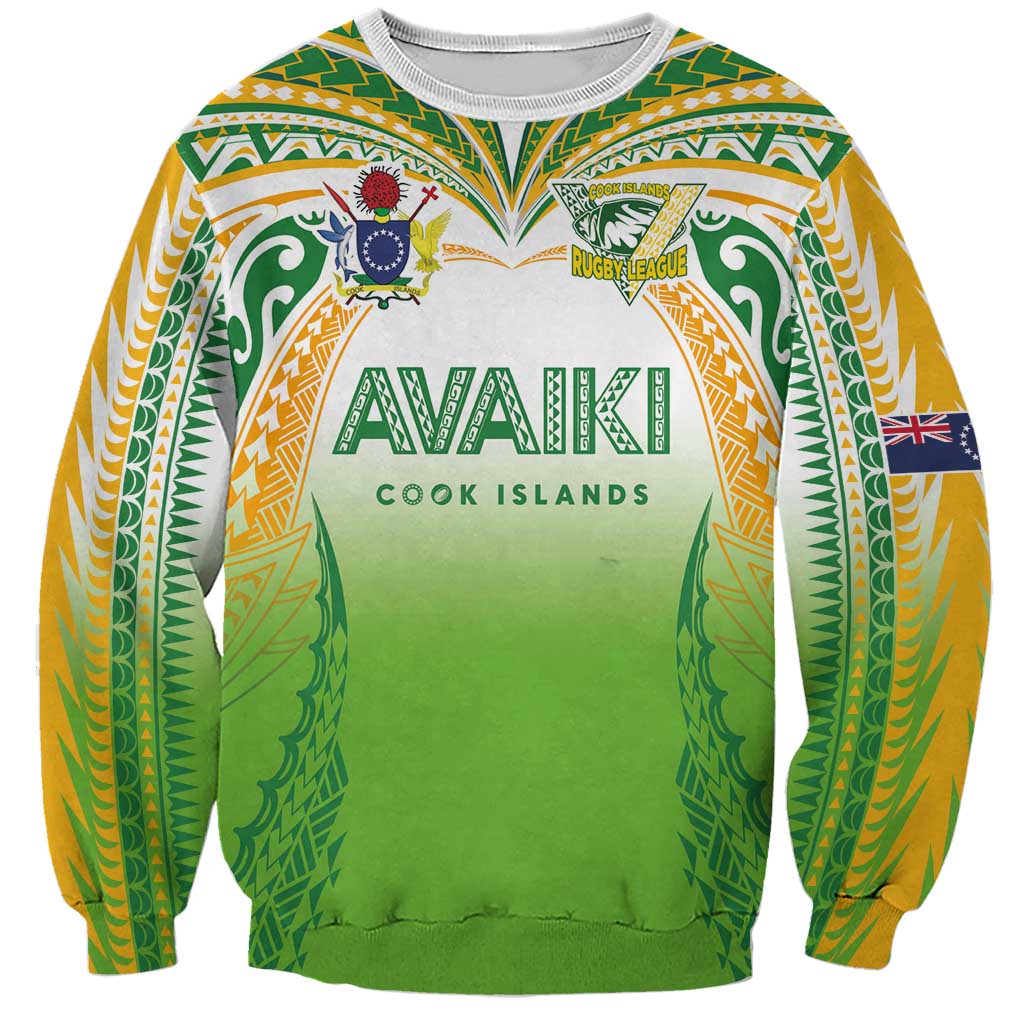 Custom Cook Islands Rugby League Sweatshirt Avaiki Tatau Tribal Motifs White Color - Polynesian Pride