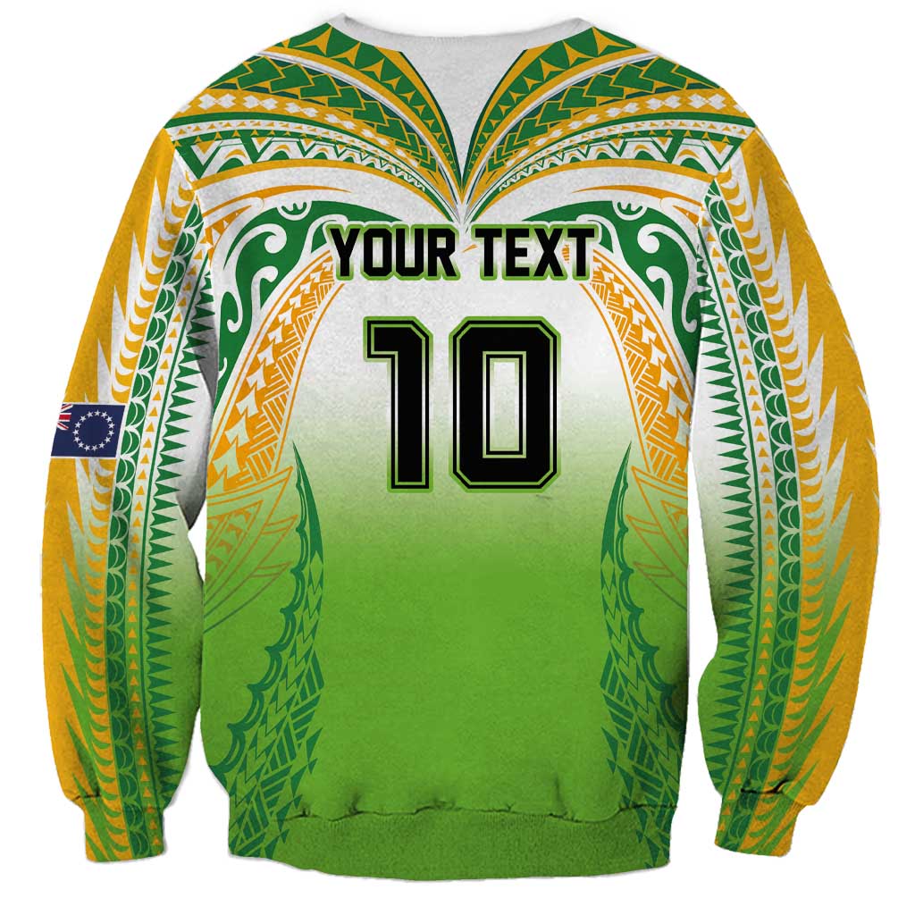 Custom Cook Islands Rugby League Sweatshirt Avaiki Tatau Tribal Motifs White Color - Polynesian Pride