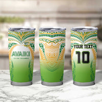 Custom Cook Islands Rugby League Tumbler Cup Avaiki Tatau Tribal Motifs White Color - Polynesian Pride
