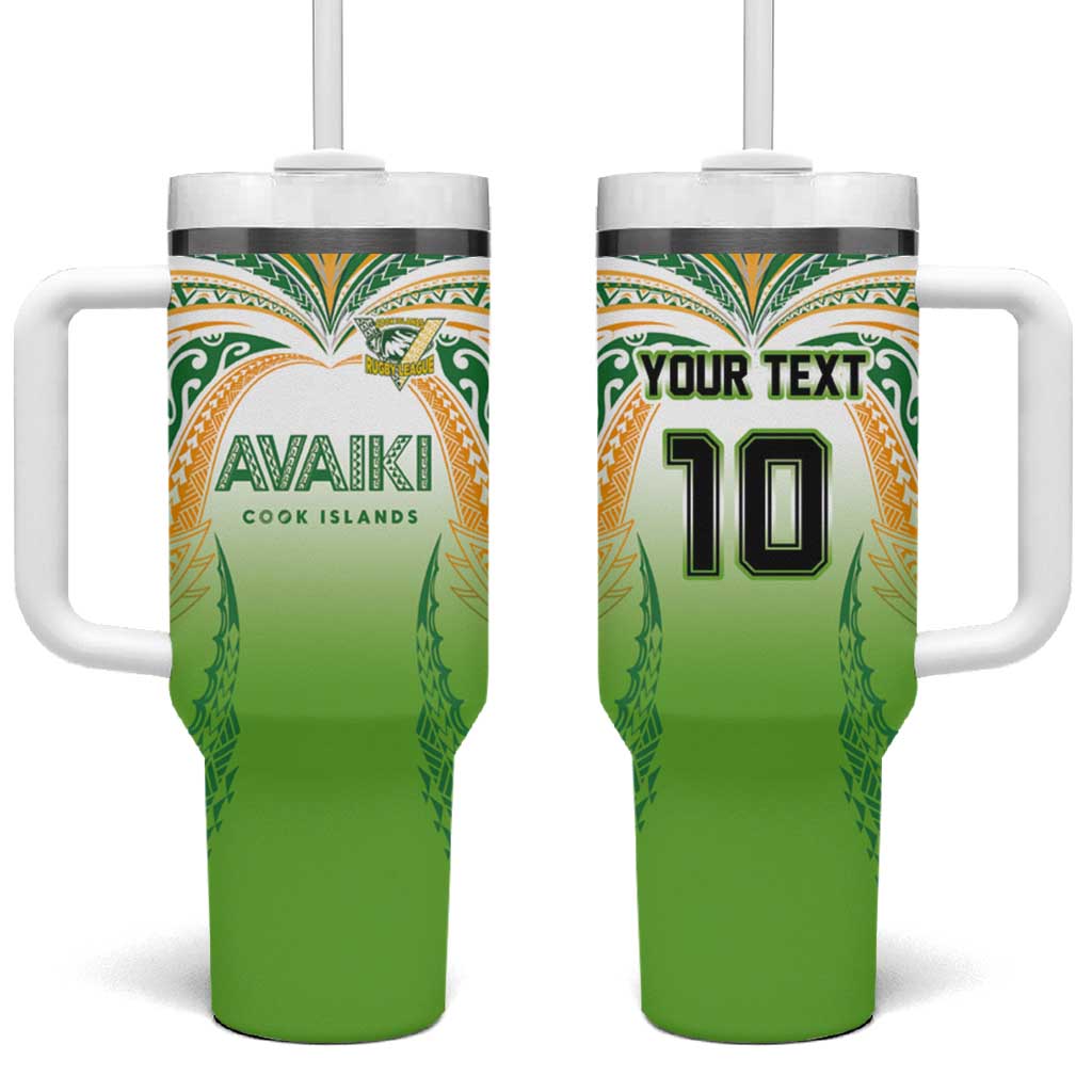 Custom Cook Islands Rugby League Tumbler With Handle Avaiki Tatau Tribal Motifs White Color - Polynesian Pride