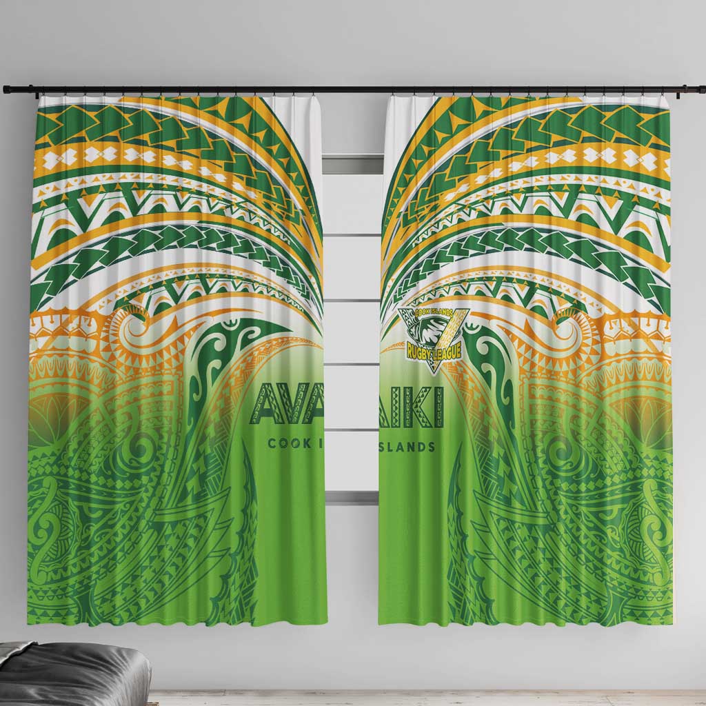 Cook Islands Rugby League Window Curtain Avaiki Tatau Tribal Motifs White Color - Polynesian Pride