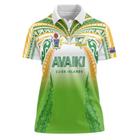 Custom Cook Islands Rugby League Women Polo Shirt Avaiki Tatau Tribal Motifs White Color - Polynesian Pride