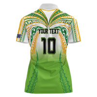Custom Cook Islands Rugby League Women Polo Shirt Avaiki Tatau Tribal Motifs White Color - Polynesian Pride