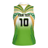 Custom Cook Islands Rugby League Women Sleeveless Polo Shirt Avaiki Tatau Tribal Motifs White Color - Polynesian Pride