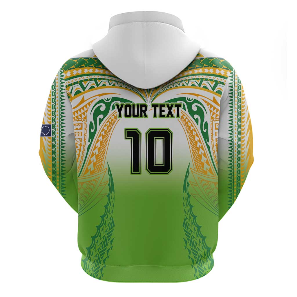 Custom Cook Islands Rugby League Zip Hoodie Avaiki Tatau Tribal Motifs White Color - Polynesian Pride