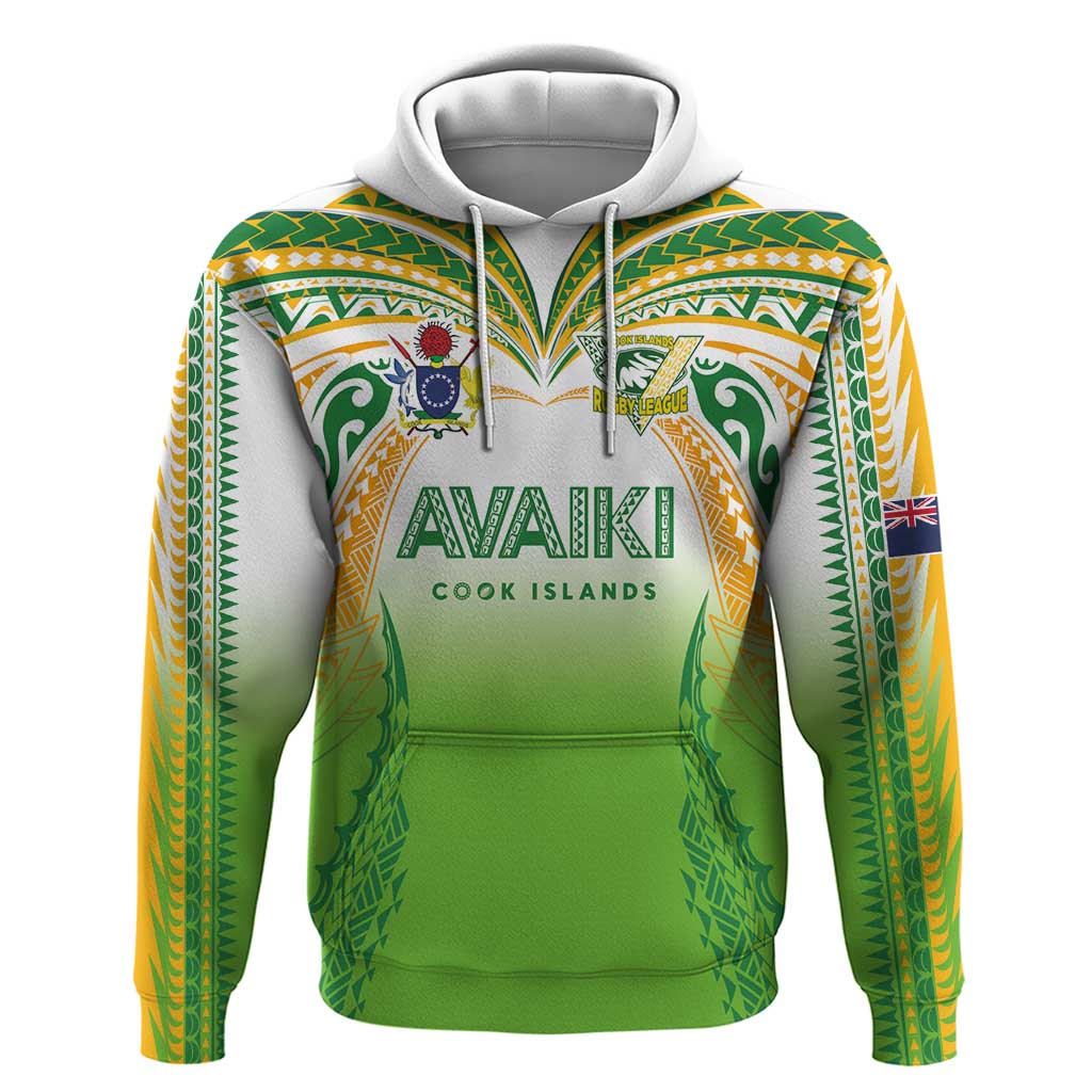 Custom Cook Islands Rugby League Zip Hoodie Avaiki Tatau Tribal Motifs White Color - Polynesian Pride