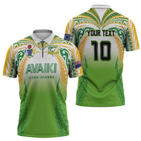 Custom Cook Islands Rugby League Zipper Polo Shirt Avaiki Tatau Tribal Motifs White Color - Polynesian Pride