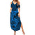 Polynesian Dolphin Valentine Day Family Matching Summer Maxi Dress and Hawaiian Shirt Hibiscus and Tribal Tattoo Blue Style LT03 Mom's Dress Blue - Polynesian Pride