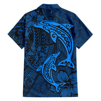 Polynesian Dolphin Valentine Day Hawaiian Shirt Hibiscus and Tribal Tattoo Blue Style LT03 - Polynesian Pride