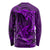 Polynesian Dolphin Valentine Day Long Sleeve Shirt Hibiscus and Tribal Tattoo Purple Style LT03 - Polynesian Pride