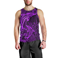 Polynesian Dolphin Valentine Day Men Tank Top Hibiscus and Tribal Tattoo Purple Style LT03 - Polynesian Pride