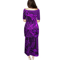 Polynesian Dolphin Valentine Day Puletasi Hibiscus and Tribal Tattoo Purple Style LT03 - Polynesian Pride