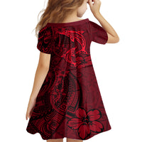 Polynesian Dolphin Valentine Day Family Matching Summer Maxi Dress and Hawaiian Shirt Hibiscus and Tribal Tattoo Red Style LT03 - Polynesian Pride