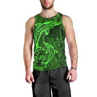 Polynesian Dolphin Valentine Day Men Tank Top Hibiscus and Tribal Tattoo Green Style LT03 - Polynesian Pride