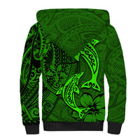 Polynesian Dolphin Valentine Day Sherpa Hoodie Hibiscus and Tribal Tattoo Green Style LT03 - Polynesian Pride