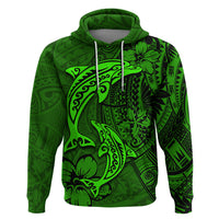 Polynesian Dolphin Valentine Day Zip Hoodie Hibiscus and Tribal Tattoo Green Style LT03 Pullover Hoodie Green - Polynesian Pride