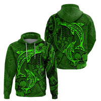 Polynesian Dolphin Valentine Day Zip Hoodie Hibiscus and Tribal Tattoo Green Style LT03 - Polynesian Pride