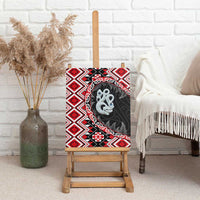 Red Taniko Motif Aotearoa Manaia and Silver Fern Canvas Wall Art