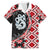 Red Taniko Motif Aotearoa Manaia and Silver Fern Family Matching Off The Shoulder Long Sleeve Dress and Hawaiian Shirt