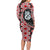 Red Taniko Motif Aotearoa Manaia and Silver Fern Long Sleeve Bodycon Dress