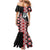 Red Taniko Motif Aotearoa Manaia and Silver Fern Mermaid Dress