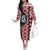 Red Taniko Motif Aotearoa Manaia and Silver Fern Off The Shoulder Long Sleeve Dress