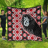 Red Taniko Motif Aotearoa Manaia and Silver Fern Quilt LT03 - Polynesian Pride