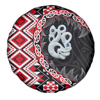 Red Taniko Motif Aotearoa Manaia and Silver Fern Spare Tire Cover