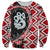Red Taniko Motif Aotearoa Manaia and Silver Fern Sweatshirt