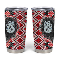 Red Taniko Motif Aotearoa Manaia and Silver Fern Tumbler Cup