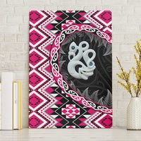 Pink Taniko Motif Aotearoa Manaia and Silver Fern Canvas Wall Art
