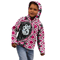 Pink Taniko Motif Aotearoa Manaia and Silver Fern Kid Hoodie