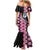 Pink Taniko Motif Aotearoa Manaia and Silver Fern Mermaid Dress