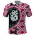 Pink Taniko Motif Aotearoa Manaia and Silver Fern Polo Shirt